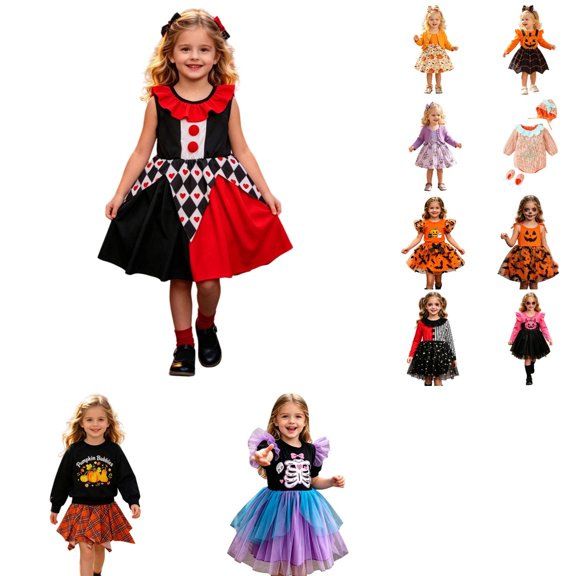 Y-Sunset Girls Halloween Dress,Sleeveless Heart Argyle Dress, Soft Breathable Kids Halloween Party Outfit, For Carnival Birthday Photo Daily Play(Black/1-2 Years)