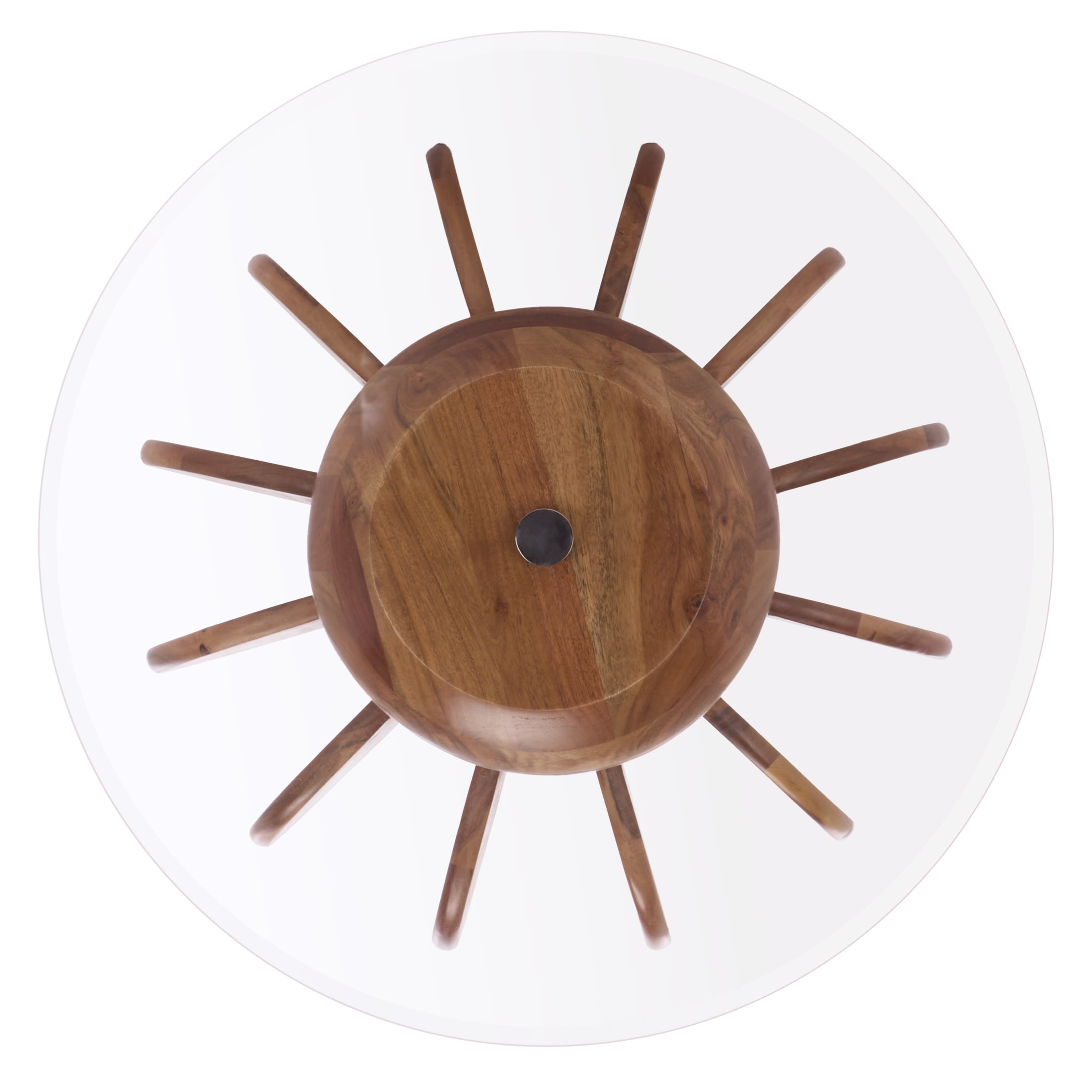 Safavieh Marata Modern Wood and Glass Round End Table, Glass / Walnut