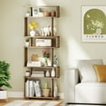 thumbnail image 2 of Costway 1 PCS Bookcase 6-Tier Bookshelf with Anti-Tipping Kit Freestanding Display Shelf Brown, 2 of 10