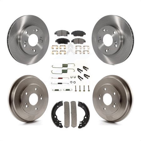 Transit Auto Front Rear Disc Brake Rotors Semi-Metallic Pads and Drum Kit (7Pc) for Car 2006-2008 Honda Civic Hybrid K8F-102116