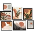 thumbnail image 2 of PixonSign Framed Canvas Print Wall Art Set - Vintage Mid-Century Forest Plants Poster Art - Geometric Print Gallery Set of 7 Abstract Illustrations Digital Art Wall Décor for Home - Black, 2 of 5
