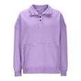 thumbnail image 3 of Womens Button Up Lapel Sweatshirts, Long Sleeve Pullover for Women Fall Fashion Loose Fit Solid Color V Neck Thin Sweaters with Pockets S-2XL, 3 of 5