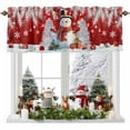 thumbnail image 4 of Kitchen Valances for Window, Christmas Tree Snowman Silver Pine Leaves Light Filtering Rod Pocket Valance Curtain, Snowflakes Red Gradient Short Curtains Window Topper for Bedroom 54x18in, 4 of 7