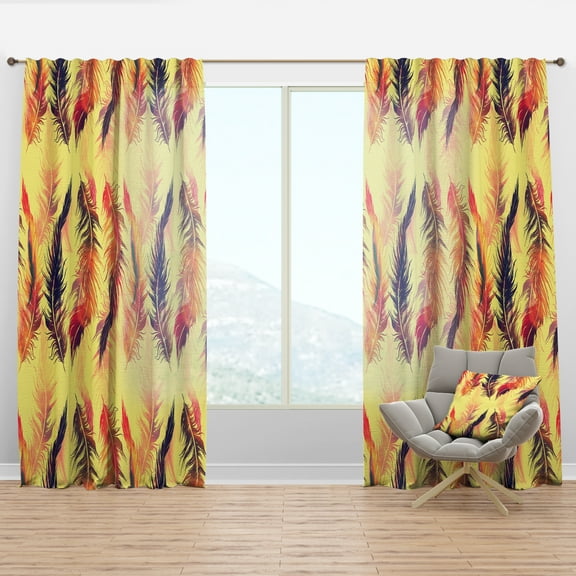 Designart 'Bird Feathers XIII' Southwestern Curtain Panel