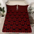 thumbnail image 2 of Feelyou Black Red Damask Full Size Sheets, Boho Butterfly Animal Bed Sheets, 4 Pieces, 2 of 7