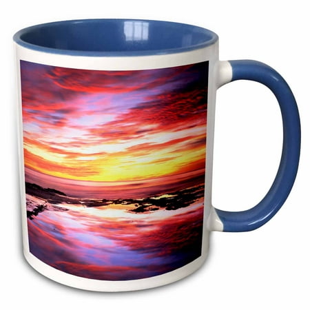 3dRose USA, California, Tide pools at sunset at Sunset Cliffs, San Diego. - Two Tone Blue Mug,