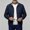 Blue, variant on Jackets for Men Summer Trendy Stand Collared Long Sleeve Coats Comfort Breathable Loose Fit Outerwear for Business Work Office