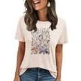 thumbnail image 2 of Busydd Womens Summer Tops Short Sleeve Round Neck Tshirts Shirts for Women Trendy Floral Print Graphic Tees Casual Comfortable Womens T Shirts 2XL, 2 of 4