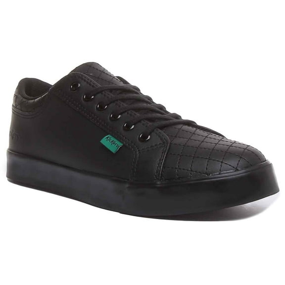 Kickers Tovni Y Quilt Youth Quilted Lace Up School Shoes In Black Size 4