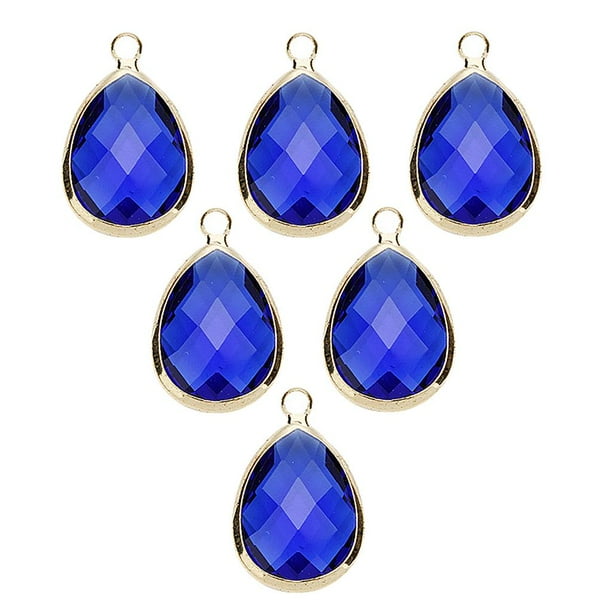 6 piezas de accesorios de joyería para manualidades, collar con colgante de gota de agua de cristal, moda Azul Purpúreo