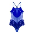 thumbnail image 6 of DPOIS Women's Sequin Fringe Tassel Skirted Leotards Jazz Dance Bodysuit Costume Royal_Blue XXL, 6 of 7
