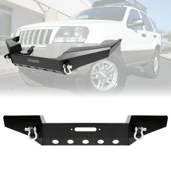 KOJEM LYAM-704A-704B, Automotive Front Bumper with D-Ring fits Jeep Grand Cherokee WJ Black