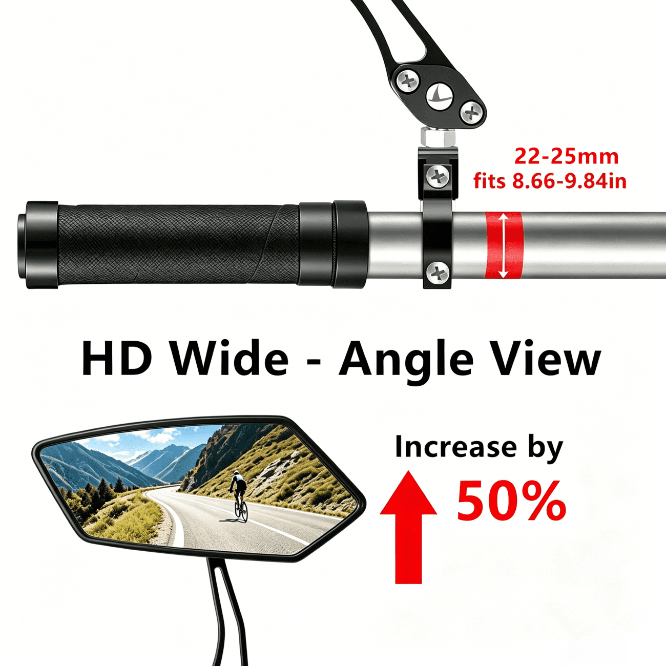 1 Pair Bike Mirror, Rotaty Diamond MTB Road Cycling Bicycle Handlebar Rear View Glass