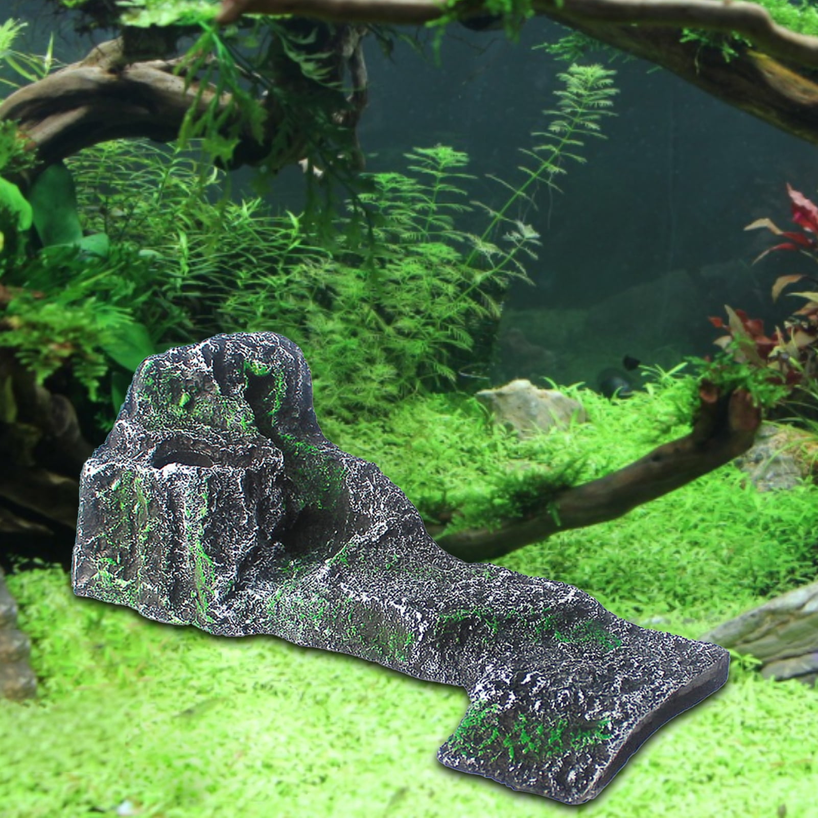 Mdesiwst Fish Tank Ornament Non-fading Realistic Wear-Resistant Fish Turtle Hideout Shelter Decoration for Home