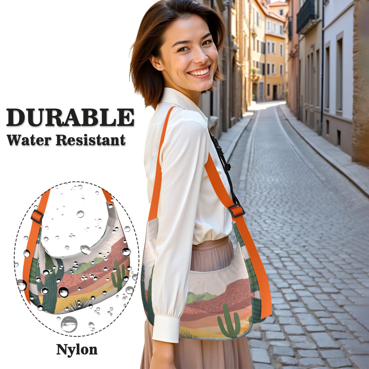 Cactus Desert Crescent Bag Adjustable Strap Bag for Daily Use Everyday Work
