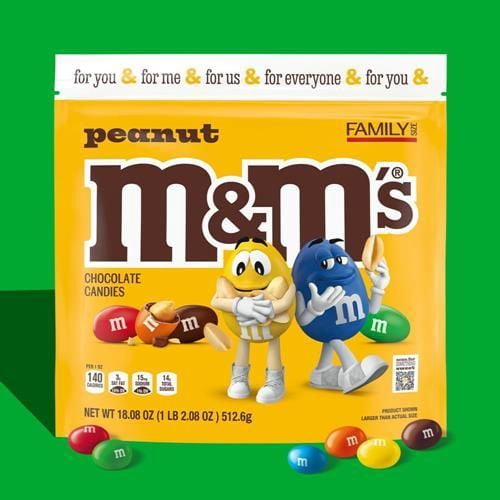 M&Ms Peanut Milk Chocolate Candy, Family Size, 18.08 Oz Resealable Bulk Bag - Pack Of 1 & Lotus Biscoff Cookie - 0.2 Oz - 1 ct