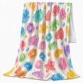 thumbnail image 2 of Playful Watercolor Gemstones decorative motif Shapes, Playful Food Art Scene, Warm Flannel Blanket for Living Room and Reading Nook, Art Lovers Friendship Gift, Playful Home Decor, 2 of 9