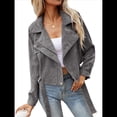 thumbnail image 1 of Chaqueta Corta de con Cinturón para Mujer, Chaqueta de Moto, Abrigo Gris M, 1 of 9