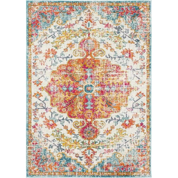 Mark&Day Area Rugs, 5x7 Olivia Traditional Saffron Teal Area Rug (5'3