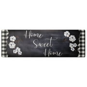 SoHome Cozy Living Home Sweet Home Buffalo Check Border Runner Anti-Fatigue Kitchen Mat, Black/White, 17.5"x55"