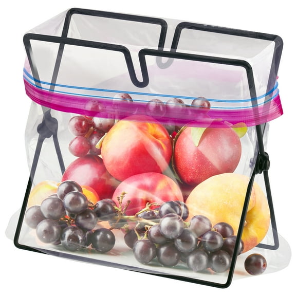 NiHome Versatile Metal Zip Lock Bag Holder with Artistic Iron Craftsmanship for Leakproof and Effortless One-Handed Packing, Sized for Kitchen and Household Use (7.1"D x 4.3"W x 6.7"H)