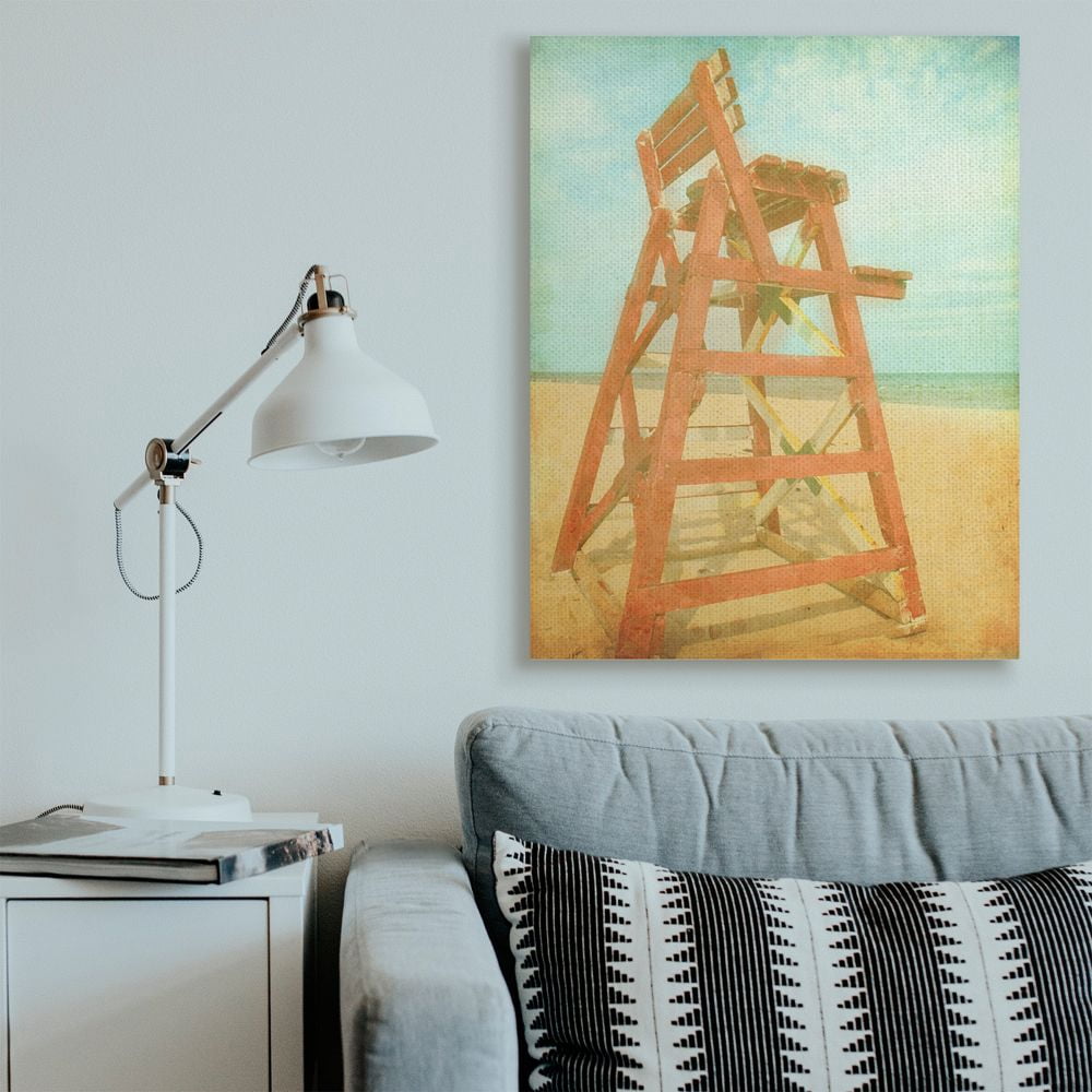 Stupell Industries Vintage Summer Red Lifeguard Chair Beach Sand Photograph Designed by Ashley Calhoun