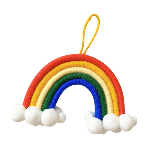 Colgante de decoración de habitación para niños, colgante de decoración de pared de arco iris de nubes tejidas Wmkox8yii fhajkh1030