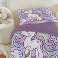thumbnail image 3 of JJCOITR Rainbow Unicorn Bedding Set Full Purple Unicorn Comforter Sets with Stars Cloud for Girls Kids Teens Children Adults Bedroom Decor All Season 3 Pieces, 3 of 5