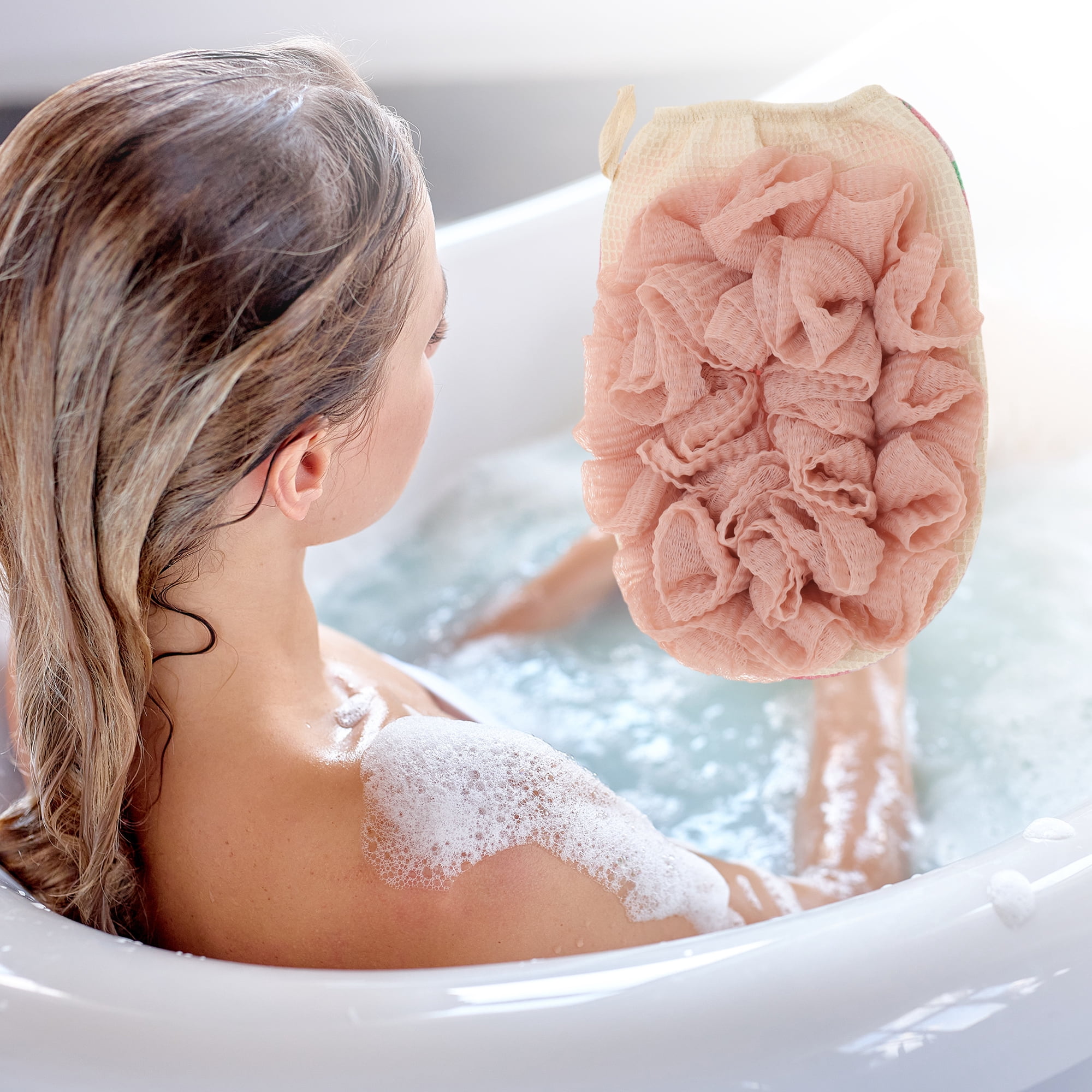 Unique Bargains Shower Gloves 7.48"x5.51" Pink