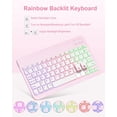 thumbnail image 6 of 7 Rainbow Backlight Rechargeable Detachable Keyboard Kit with Silent Wireless Mouse, 360 Swivel Adjustable Stand Case with Pencil Storage for iPad 7/8/9 10.2 inch, iPad Air 3 / Pro 10.5,Pink, 6 of 9
