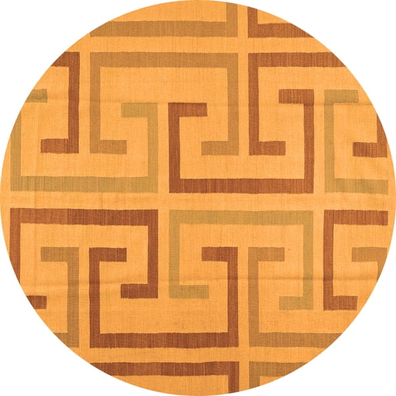 Ahgly Company Indoor Round Abstract Orange Contemporary Area Rugs, 7' Round