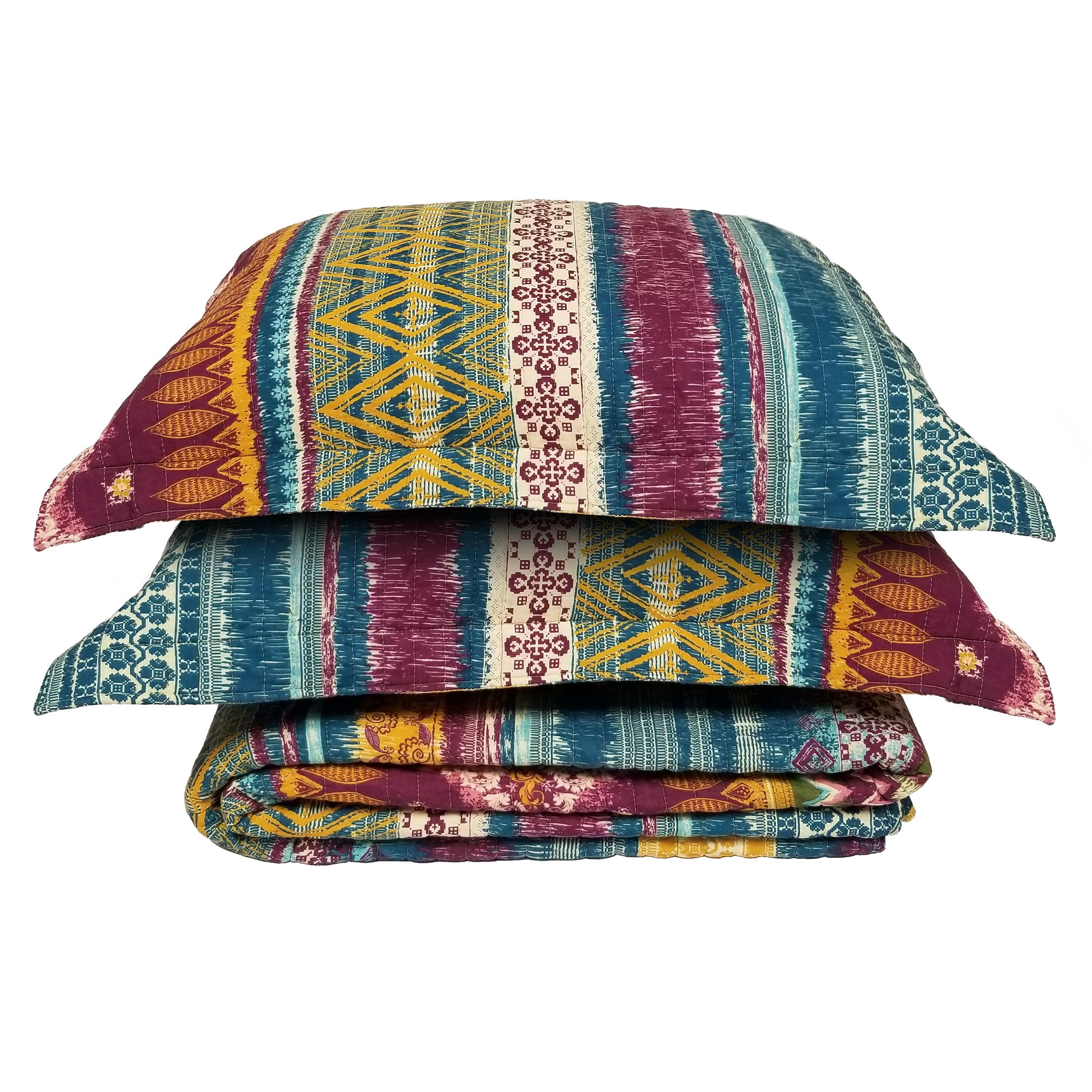 Global Trends Santa Fe 100% Cotton Reversible Oversized Quilt Set, 2-Piece Twin/Twin XL