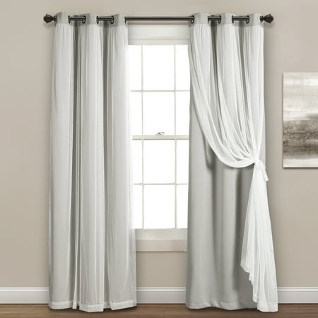 Lush Decor Grommet Sheer Panels with Insulated Blackout Lining Light Gray Set