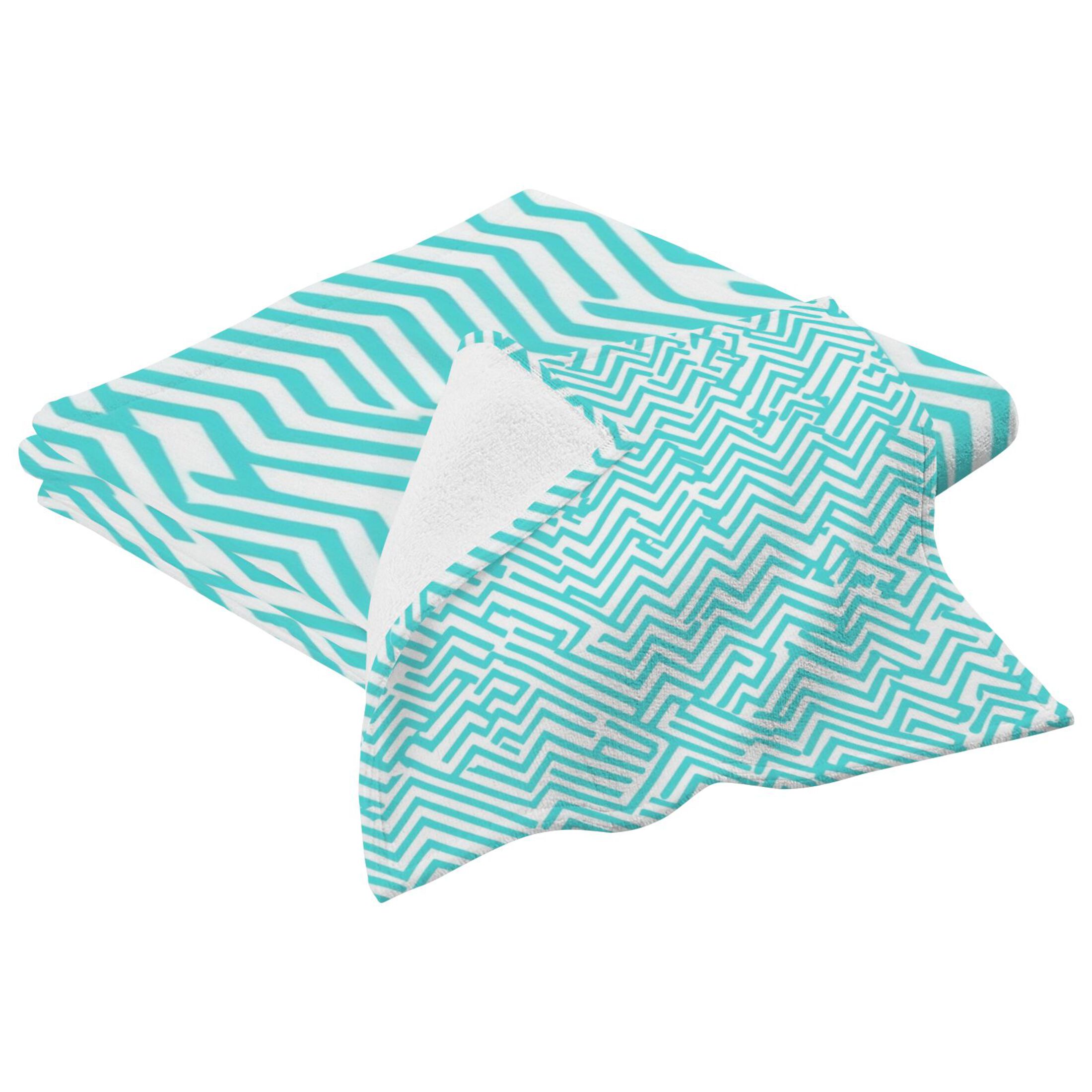 Blue Stripe Pattern 2 Piece Cotton Bath and Face Towel Set Soft and Absorbent, for Beach Pool Bathroom