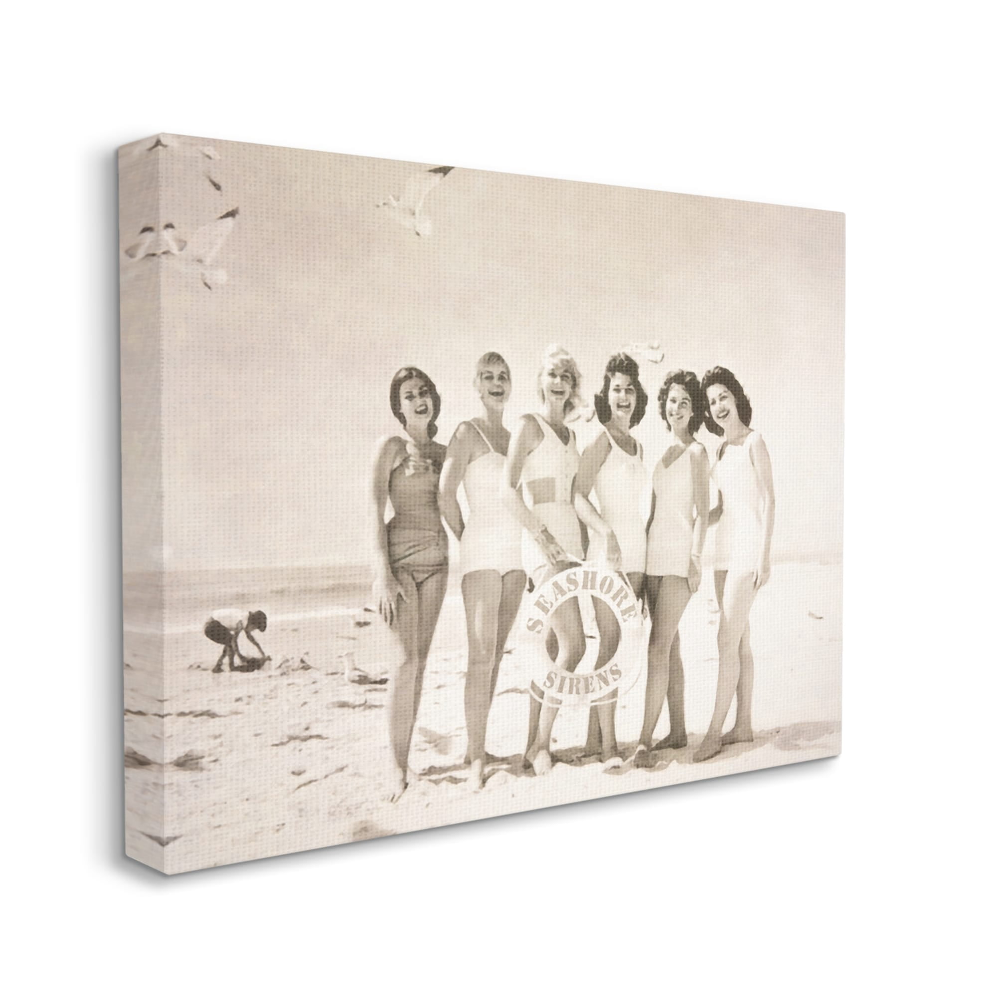 Stupell Industries Seashore Sirens Vintage Photography Coastal Photography Gallery Wrapped Canvas Print Wall Art