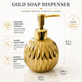 thumbnail image 2 of Ceramics Gold Soap Dispenser for Bathroom, Round Soap Dispenser with Delicate Embossed Rhombus Design (Black), 2 of 7