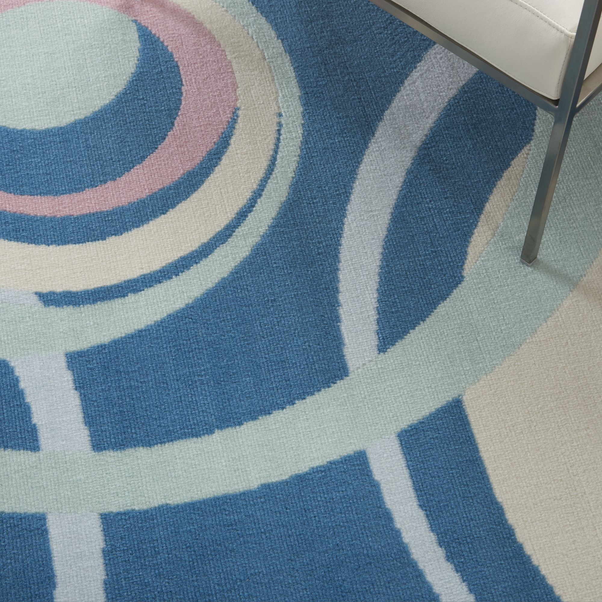 Nourison Grafix 3'9"X5'9" (4' x 6') Blue Multi Colored Area Rug Retro Contemporary Geometric by Nourison