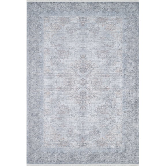 Nezahualcoyotl Grey Medallion Polyester Area Rugs for Living Room Washable Rugs Boho Moroccan Area Rug Soft Geometric Bohemian Carpet Distressed Indoor Rug for Bedroom Dining Room Office Nonslip Rug