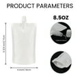 thumbnail image 3 of Muka 50 PCS White Liquid Stand Up Pouches 8.5 OZ Spout Pouches for Juice, Wine, Beverage Packaging, 8.6MM Spout, 3 of 6