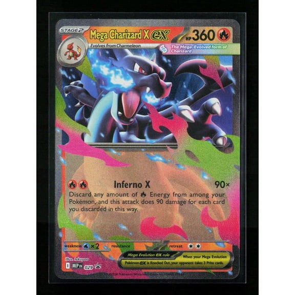 Collectible 2025 Mega Evolution Mega Charizard X EX FA #029 Black Star Promo Holo Rare Trading Card