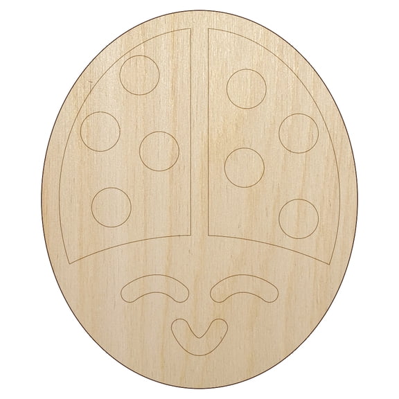 Smiling Lady Bug Wood Shape Unfinished Piece Cutout Craft DIY Projects - 4.70 Inch Size - 1/8 Inch Thick