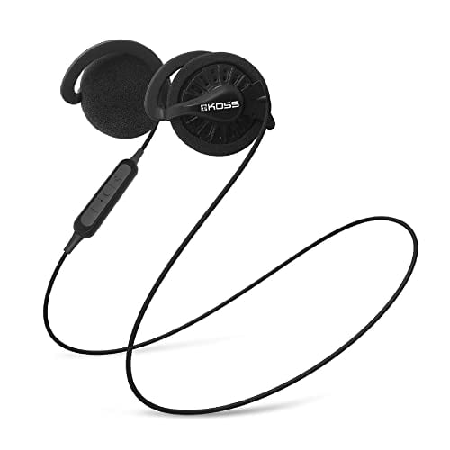 Koss KSC35 Auriculares inalámbricos Bluetooth con clip para la oreja, micrófono en línea con control remoto, duración de batería de más de 6 horas, negro