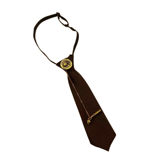 Vintage Metal Bear Pin Necktie for Women Men Preppy Student Japanese Pre Tied Adjustable Ties for Uniform School Shirt