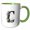 Green/White, variant on 3drose, Awesome Letter C. Halloween Monogram, Broom, Wizard Hat, Cat Art, 11oz Mug