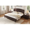 thumbnail image 4 of Noble House Queen Platform Bed with Headboard,Wooden Slat Support Legs,No Box Spring Needed,Espresso, 4 of 12