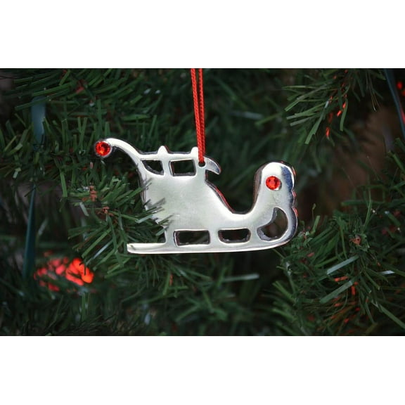 Handmade Christmas Ornaments Christmas Tree Decorations Unique Santa Sleigh Ornaments with Red Ruby Crystal for Holiday Home Decor (1)