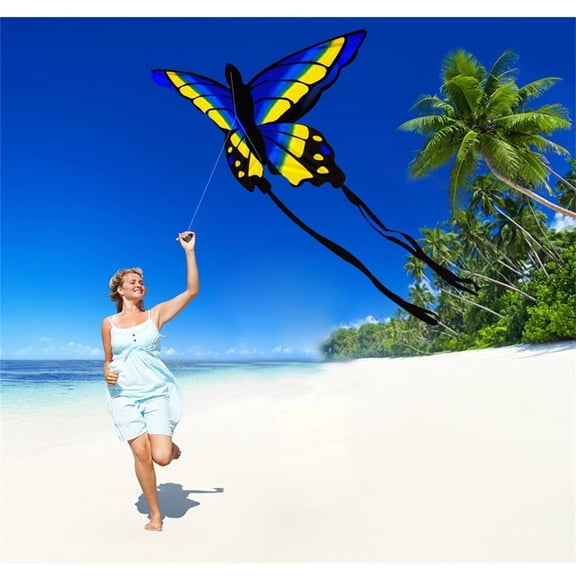 Blue Blue Large Butterfly Single Line Kite For Outdoor Games Kids Teens Easy To Fly With Handle Line