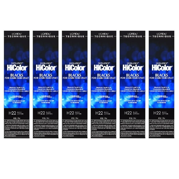 L'Oreal Excellence HiColor H22 Black Sapphire Hair Tint HC-30654 (6 Pack)