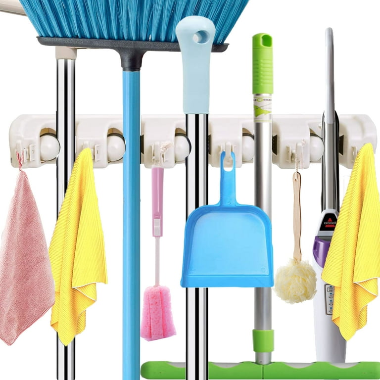 BreezyLife Mop Broom Holder Wall Mounted Cleaning Supplies