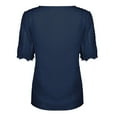 thumbnail image 4 of Usmixi Womens V Neck T Shirts Chiffon Short Sleeve Blouses For Women Boho Shirts Layer Ruffle Babydoll Blouses Flowy Tunic Tops Plus Size Summer Dresses Female Navy l, 4 of 5